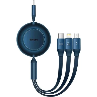 Afbeelding van Baseus 3 in 1 Kabel USB C naar Micro / Lightning 1.1M Blauw