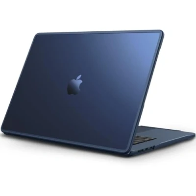 Afbeelding van FINTIE Beschermhoes compatibel met MacBook Air 15 M3 M2 2023 2024 (model A3114/A2941), harde matte afdekking, anti vingerafdruk + TPU rand, beschermhoes, middernacht