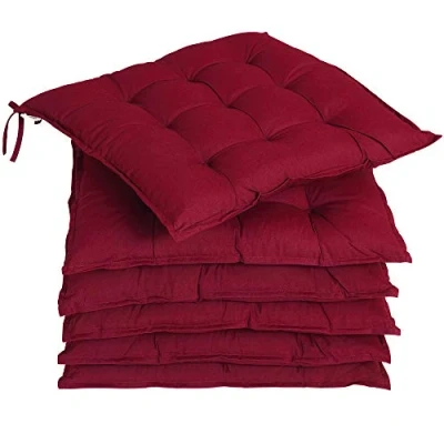 Afbeelding van Detex Set 6 Stoelkussens 43x39x5cm Bevestigingsband Visco Effect Indoor Outdoor Rood