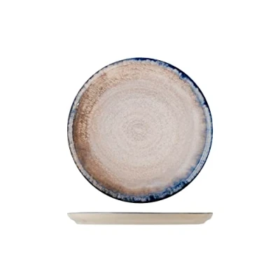 Afbeelding van H&amp;h set 12 piatti piani artisanal in stoneware blu cm 27