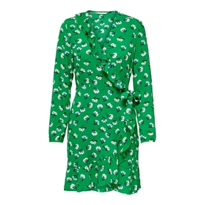 Afbeelding van ONLY Gekleed dames Onlcarly L/S Wrap Short Dress Noos Wvn,Green Bee,36