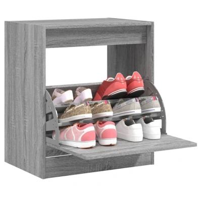 Afbeelding van Schoenenkast 60x42x69 cm bewerkt hout grijs sonoma eikenkleurig