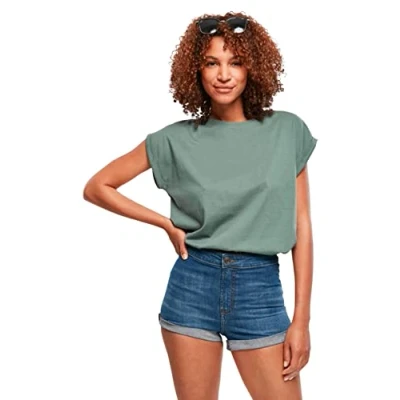Afbeelding van Urban Classics Extended Shoulder Tshirt basic, Dames, Maat: 5XL, Paleleaf