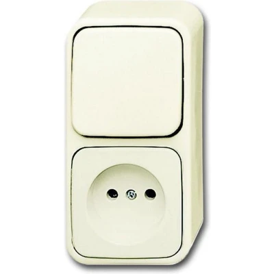 Afbeelding van Busch Jaeger BJ combinatie wisselschakelaar/wcd opbouw creme 2601/6/2300 AP 503