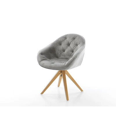 Afbeelding van Draaistoel Gaio Flex houten frame hoekig fluweel grijs 180 draaibaar