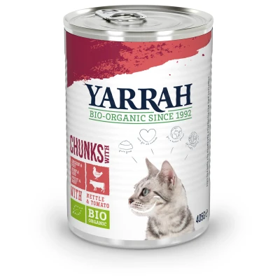 Afbeelding van 12x Yarrah Bio Kattenvoer Chunks Kip Rund 405 gr
