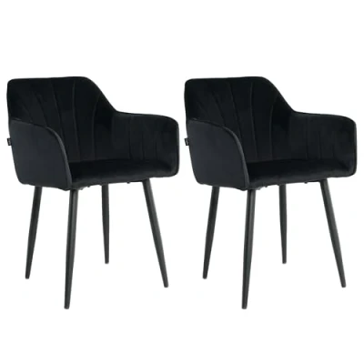 Afbeelding van Lina® Rio Eetkamerstoelen Zwart Set van 2 Velvet