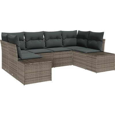Afbeelding van vidaXL Tuin Sofa Set 6 delige Grijs Rattan