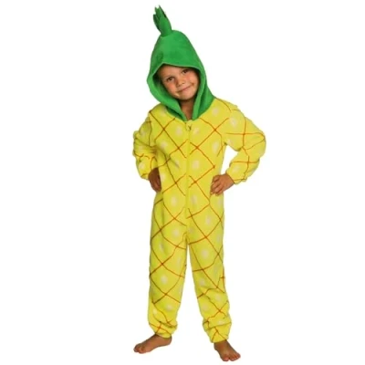 Afbeelding van Ananas Polar Fleece Eendelige Pyjama, Kinder Onesie met Capuchon
