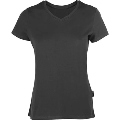 Afbeelding van Damesshirt &#039;Luxury V Neck Tee&#039; met korte mouwen Dark Grey 4XL
