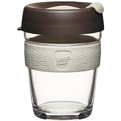 Afbeelding van KeepCup Herbruikbare koffiekop van gehard glas Reismok met lekvrij deksel, antislip siliconen band, BPA vrij Medium 340ml Gebraden