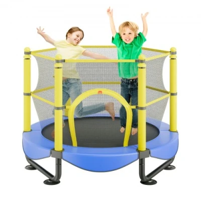 Afbeelding van VEVOR trampoline voor kinderen, 1,5 m, binnen, buiten, veiligheidsnet, basketbalmand en oceaanballen, mini peuters, verjaardagscadeaus