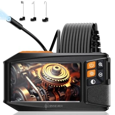 Afbeelding van Ennovor Endoscoopcamera met display en licht, 1920p HD camera, inspectiecamera, 10,9 cm (4,3 inch) IPS 8 verstelbare leds, geen app, wifi, endoscoopcamera, halfstijve kabel (5 m)