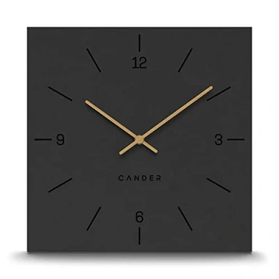 Afbeelding van Cander Berlin MNU 2630 Q wandklok MDF geruisloos zonder tikkende geluiden, 30 cm, woonkamer, vierkant, vintage zwarte houten wijzer