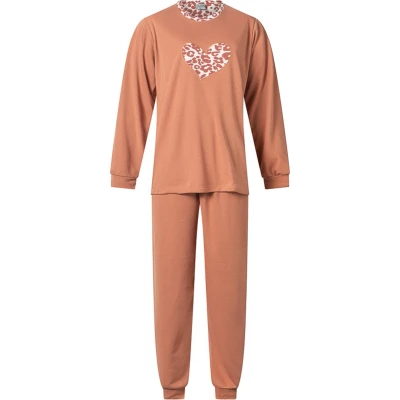 Afbeelding van Dames pyjama interlock van Lunatex Terracotta maat XL