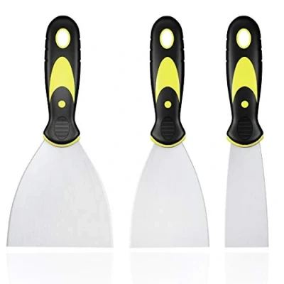 Afbeelding van 3 Packs Paint Wallpaper Scraper Tool Set, RVS Vulmessen Putty Gipsplaten Joint Mes met Plastic Handvat en Metalen Blade Schraper, Perfect voor DIY Decoreren Verf Verwijderen