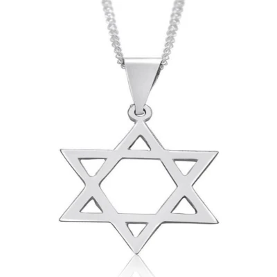 Afbeelding van Ketting met hanger Davidster zilverkleur.