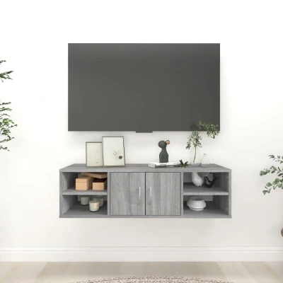 Afbeelding van Wandschap 102x30x29 cm bewerkt hout grijs sonoma eikenkleurig