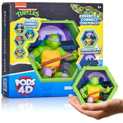 Afbeelding van WOW! PODS 4D Ninja Turtles Donatello, Unieke Connectable Collectable Bobble head figuur die uit hun wereld in de jouwe barst, muur of plank display, speelgoed en geschenken, serie 1