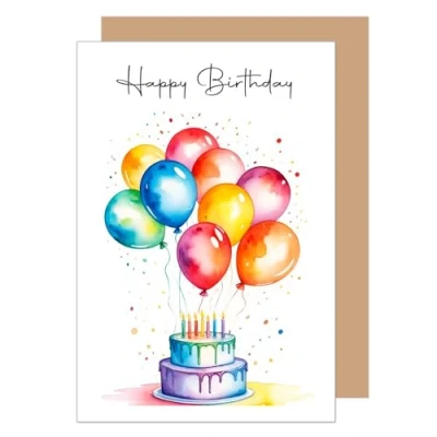 Afbeelding van Edition Seidel Premium verjaardagskaart met envelop. Wenskaart Billet Verjaardag Happy Birthday Man Vrouw Kind Kleurrijke Ballonnen Cake Kaarsen (G3567 SW024)