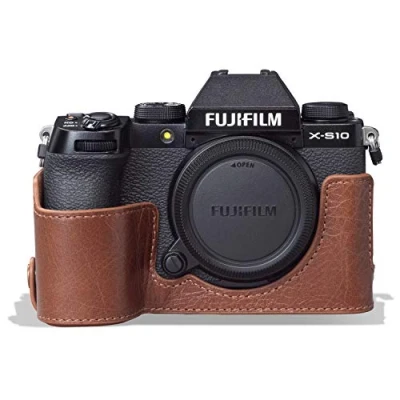 Afbeelding van MegaGear MG1962 ooit klaar lederen camera half geval compatibel met Fujifilm X S10 bruin