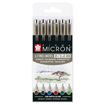 Afbeelding van Sakura Pigma Micron 05 Etui met 6 Aardekleuren
