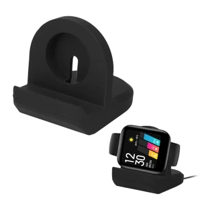 Afbeelding van kwmobile Horloge standaard geschikt voor Realme Watch (RMA161) Laadstation Oplaad houder Lichtgewicht siliconen in zwart