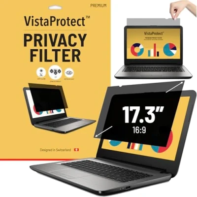 Afbeelding van VistaProtect Privacy Filter &amp; Blauw Licht Filter. Screenprotector Beschermfolie voor Laptops (17.3&quot; inches)