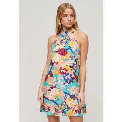 Afbeelding van Superdry Vrouwen Mouwloze Mini jurk met Print Blauw Grootte: 40