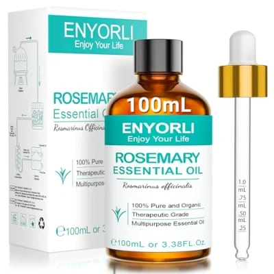 Afbeelding van ENYORLI Huile Essentielle de Romarin 100mL Purement Naturelle sans Aucun Additif Equipée d&#039;une Pipette Compte Gouttes l&#039;aromathérapie le Diffuseur Bricolage les étudiants Travailleurs Cérébraux
