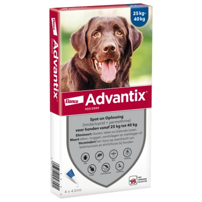 Afbeelding van Bayer Advantix Spot On 400/2000 25+ KG 4 PIP (386034)