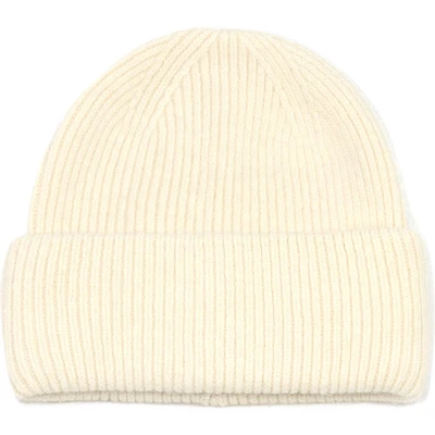 Afbeelding van Wollen wintermuts voor dames vanille beanie met brede rand one size wol/acryl crème STUDIO Ivana