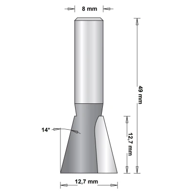 Afbeelding van Hitachi 8 mm zwaluwstaartfrees 12.7 x 49 14mm