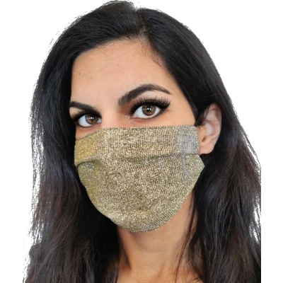 Afbeelding van Glitter mondkapje wasbaar Goud met katoen mondmasker