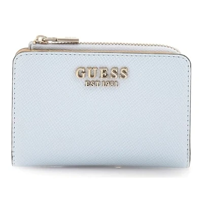 Afbeelding van GUESS Portemonnee Kaarthoes Laurel Zip Around Card Case Powder Blue Lichtblauw