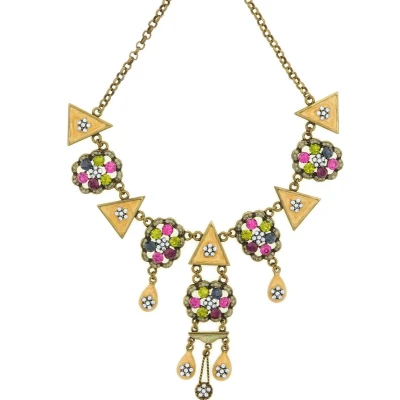 Afbeelding van Behave Dames ketting multi kleur met hangertjes 45 cm