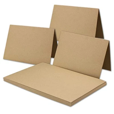 Afbeelding van Vintage vouwkaarten van kraftpapier, DIN A5, 148 x 210 mm, zandbruin, recycling, 300 g/m², blanco vouwkaarten, 50 stuks NEUSER PAPIER