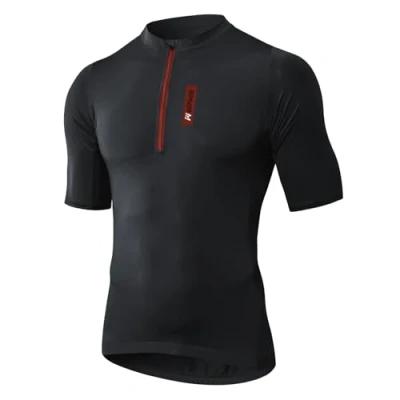Afbeelding van MEETWEE fietsshirt voor heren, met korte mouwen, mountainbike kleding, modieuze set, wielrennen, jersey sneldrogend, ademend, Zwart L
