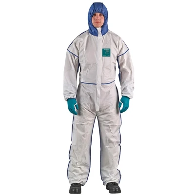 Afbeelding van Ansell Veiligheidsoverall maat M wit/blauw PSA categorie III 1 stuk WN18B 00195 03