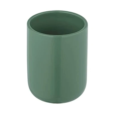 Afbeelding van Allstar Zahnputzbecher Olinda, Zahnbürstenhalter in konischer Form, Mundspülbecher mattiertem Finish, hergestellt aus Keramik, idealer Zahnbecher für Zahnbürste, Zahnpasta &amp; Co., Ø 7,6 x 10 cm, Grün