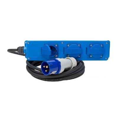 Afbeelding van CEE stekkerdoos Q link 10 meter (16A, 230V, 3 voudig, mannelijk, IP44)