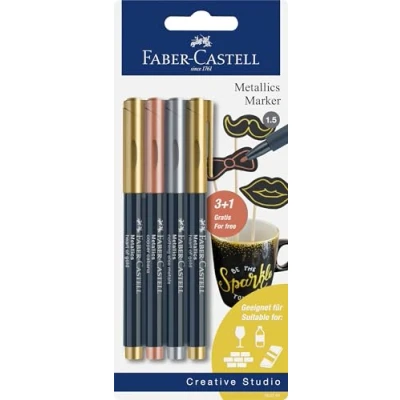 Afbeelding van FABER CASTELL 160791 Metallics viltstiften, 4 lijnbreedte 1,5 mm, geschikt voor vele oppervlakken, met metallic effect