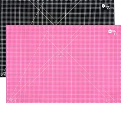 Afbeelding van Premium Snijmat, A1, 90 x 60 cm, 5 laags, zelfherstellende snijmat in A1 formaat, roze/zwart, met dubbelzijdige rasters en markeringen naaien, knutselen, modelbouw