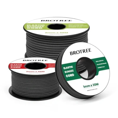 Afbeelding van Brotree Elastisch koord Elastische Draad 2mm x 20m Elastieken Touw Rond Bungee voor DIY, Handwerk, Kamperen, Backpacking Zwart