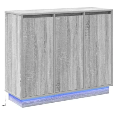Afbeelding van vidaXL Dressoir met LED Grijs Sonoma 90x32x75 cm Bewerkt Hout