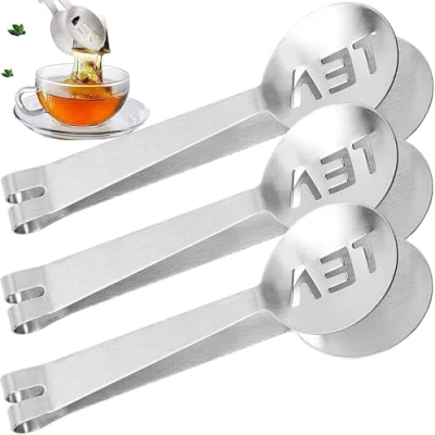 Afbeelding van MINGZE 3 Stuks Theezakje Tang, Roestvrij Staal Multifunctioneel Lichte Keukengereedschap Tea Tangen Theezakjes Knijptang Houder Kruid Grip Keuken Suikerclip IJsblokjes Gereedschap Bar Tools
