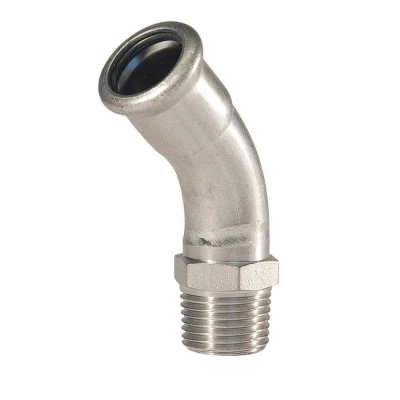 Afbeelding van Bonfix Perskoppeling RVS 316L Bocht 45 R1/2&quot;x15mm