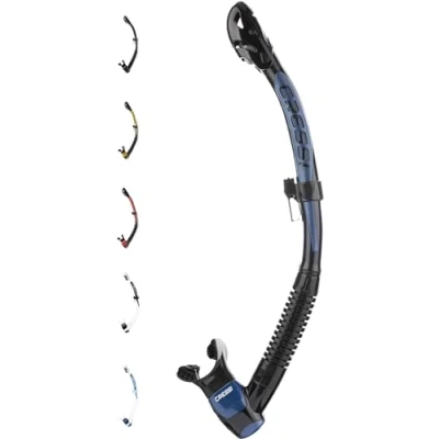 Afbeelding van Cressi Itaca Ultra Dry Snorkel voor volwassenen, uniseks, droog vrijduiken en snorkelen, zwart/blauw metaal, eenheidsmaat
