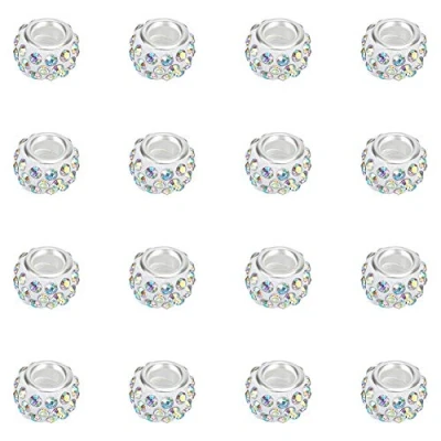 Afbeelding van nbeads 100 stuks klei strass Europese kralen met groot gat voor bedelarmband, 11 12 mm diameter, 7 7,5 dik, gat: 5 mm, kristal AB