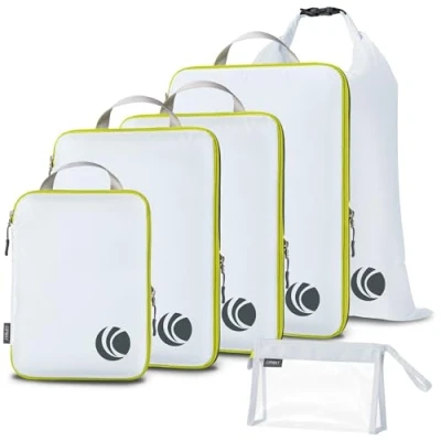 Afbeelding van Cipway Compressie verpakking kubussen, ultralichte reisbagage organizer sets uitbreidbare reisbenodigdheden voor handbagage (wit 6 stuks)